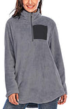 Womens Teddy Fleece Pullover Sweatershirt 1/4 Zip Fluffy Fuzzy Tunic Hoodies Stripes Outwear Tops with Pockets | Original Brand | Women's Cardigan