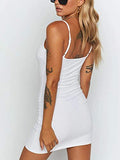 Women Sexy Clubwear Backless Party Dresses Spaghetti Strap Bodycon Mini Dress