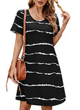B Black Women's Casual Summer T Shirt Dresses Short Sleeve Swing Dress with Pockets - FZ FANTASTIC ZONE | Women's Casual Dresses