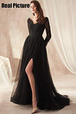 Women Lace S Long Sleeves Prom Dress High Slit Evening Gowns Lb0076 | Women's Casual Dresses