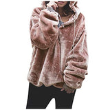Forthery Women Velvet Pullover Fleeced Sweatshirt Fuzzy Casual Button Hoodie Sherpa with Pockets | Women's Sweaters