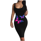 Women Midi Dress Slim Fit Sleeveless Bodycon Dress Tight Clubwear Backless Tank Dress Party Pencil Dress