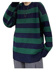 Women's Men Striped Sweater Pullovers Oversized Knitted Jumpers Sweatershirts Streetwear