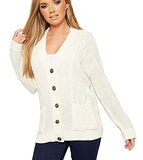 Womens Ladies Long Sleeves Plus Size Cable Chunky Knitted Grandad Button Cardigan | Women's Cardigan