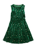 Women's Shiny Stars Print Sleeveless Swing Mini Velvet Dress