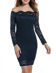 Women Off Shoulder Floral Lace Party Dress