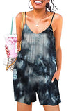 Tie Dye Short Casual Sleeveless Strap Loose Adjustable Jumpsuits Stretchy Long Pants Romper with Pockets - SNUGWIND | Women's Romper & Jumper Suit