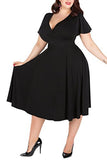 Women's V-Neckline Stretchy Casual Midi Plus Size Bridesmaid Dress | Women's Formal Dresses