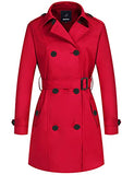 Wantdo Women's Waterproof Double-Breasted Trench Coat Classic Lapel Overcoat Slim Outerwear Coat with Belt