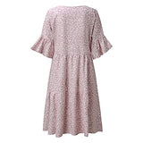 Flared Dress Women's V Neck Short Sleeve Print Plus Size Casual A Line Midi Dress | Women's Work Dresses