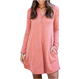 Women's Dress Sweet & Cute Dress Ladies V-Neck Stitching Button Pocket Solid Color Casual Long-Sleeved Dress Fancy Cocktail Dress Party Dress Maxi A-line Dress