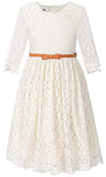 Girls' Lace Dress With Belt | Women's Casual Dresses