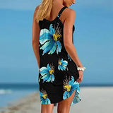 Womens Spring Dresses 2022 Floral Print Sleeveless Cute Dress Beach Dresses Mini Short Sundress Travel Dress | Original Brand