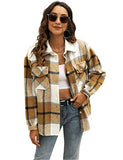 UANEO Womens Casual Plaid Wool Blend Button Down Long Sleeve Shirt Jacket Shackets