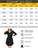 Womens Dresses Long Sleeve V Neck Button Shirt Dress with Pockets