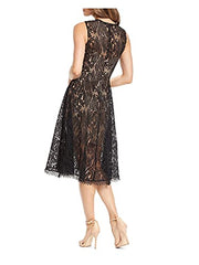 Women's Shane Sleeveless Lace Illusion Fit & Flare Midi Dress