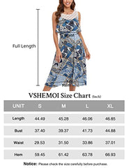 Women Dress Casual Lace Crochet Patchwork Sleeveless Boho Floral Ruffle Plain Tank Beach Long Dresses