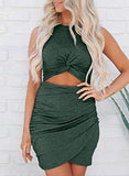 Women's Sleeveless Hollow Out Twist Bodycon Dress Wrap Slim Fit Party Evening Dresses