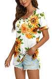 Womens Summer T-Shirts Casual V Neck Short Sleeve Loose Side Split Tops | Original Brand | Women's Tops and Blouses
