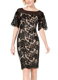 Women's Short Lace Sheath With Flutter Sleeves | Women's Lace Dresses