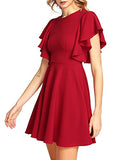 Red Women's Stretchy A Line Swing Flared Skater Cocktail Party Dress - Romwe | Women's Cocktail Dresses