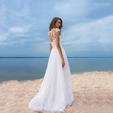 Women's Summer Dress For Wedding Guest, White Halter Short Sleeve Mini Dress Sexy Lace A-line Party Dress | Women's Lace Dresses