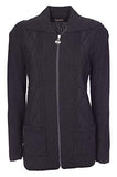 Womens Zipped Cable Knit Long Sleeve Zip Through Fasten Jumper Top Ladies Classic Knitwear Zipper Cardigan Pullover | Women's Cardigan