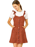 Women's Overalls Faux Suede a Line Short Pinafore Button Up Overall Dress