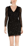 Women's Sequin Dress with Ruched Long Sleeves Formal Night