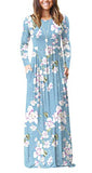Floral Light Blue Casual Short/Long Sleeve Maxi Dress with Pockets - HAOMEILI | Women's Casual Dresses
