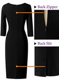 Womens Front Zipper Tie Waist Slim Work Business Office Bodycon Pencil Dress | Women's Work Dresses