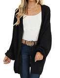 Women's Open Front Chunky Knit Sweater Oversized Lantern Sleeve Cardigan Outwear