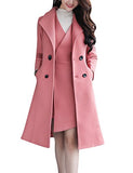 Tanming Women's Two Pieces Double Breasted Long Wool Pea Coat | Women's Coat & Jacket