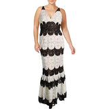 Women's Plunging Lace Maxi Dress Fitted Sleeveless Gown | Women's Lace Dresses