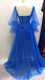 Prom Dresses 2021 Tulle Long Ball Gowns for Women Formal Sweetheart Puffy Sleeves