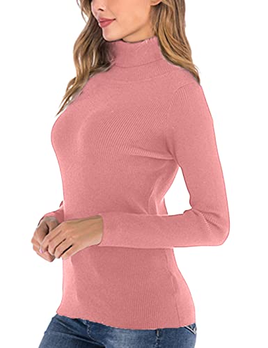 Pink Womens Turtleneck Sweater Winter Jumper Long Sleeve Pullover Knit – Original Brand