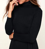 Women's Long Sleeve Turtleneck Casual Loose T-Shirt Dresses