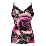 Sexy Tank Tops for Women, Womens Casual Fashion Sleeveless Rose Print Tunic Top Ladies Soft Slim Chain Vest Shirt | Original Brand | Women's Tops and Blouses