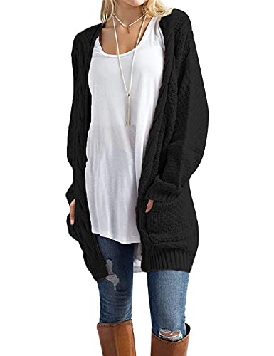 Women's Open Front Long Sleeve Boho Boyfriend Knit Chunky Cardigan Sweater