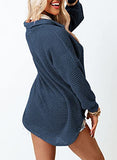 Dokotoo Womens Blouses 2022 Fall Fashion V Neck Long Sleeve Button Down Waffle Knit Tops for Women Casual Loose Solid Jacket Outwear Shacket with Pockets Blue X-Large | Women's Casual Dresses