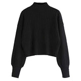 Women's Mock Neck Long Sleeve Ribbed Knit Basic Pullover Sweater | Women's Sweaters
