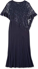 Women's Laced Poncho Over A Long Sheath Dress