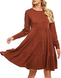 Berydress Fall Dresses for Women 2021 Long Sleeve Casual Black Cocktail Dresses Cotton Loose Flowy Tiered Babydoll Dresses | Women's Casual Dresses