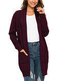 Women's Long Sleeve Open Front Knit Cardigan Sweaters with Pockets 