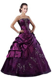 DLFASHION Strapless A-line Embroidered Taffeta Prom Dress