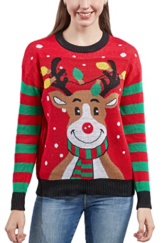 Ugly Christmas Reindeer Sweater, Novelty Xmas Knitted Pullover Holiday Sweaters | Women's Sweaters