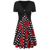 Rose Polka Dots Printed Slip Dress for Women + Ladies Knotted V-Neck Crop Top UK:6-14 | Original Brand | Women's Work Dresses
