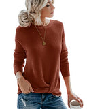 Breampot Women Cable Knit Jumper Casual Basic Long Sleeve Pullover Sweater Tops(Y-Caramel,Medium) | Women's Sweaters