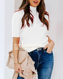 LIYOHON Womens Tops Dressy Casual Fall Cute Tops Mock Turtleneck Business White T Shirts White-M | Women's Casual Dresses