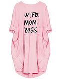 Women's Wife Mom Boss Tunic Dress Long Sleeve Oversize Baggy Causal Loose Dress With Big Pockets